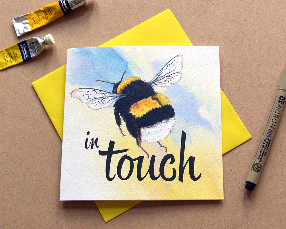 Product shot of bee in touch card